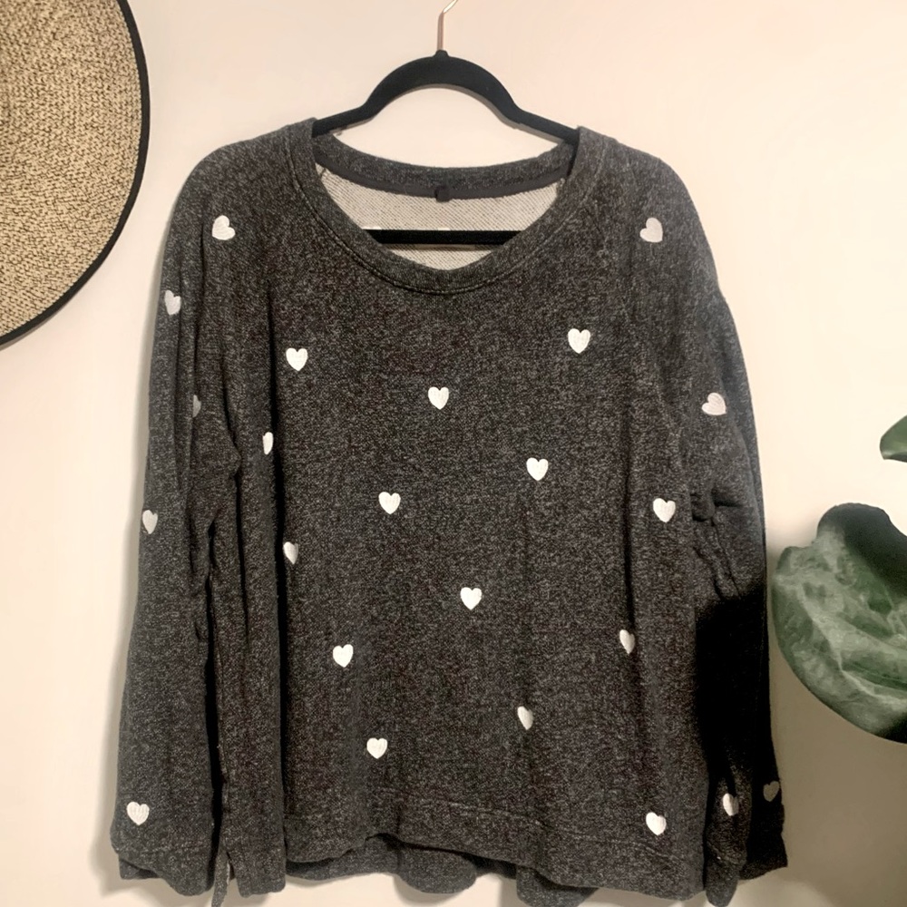 Lou & Grey for Loft embroidered heart sweater size XL